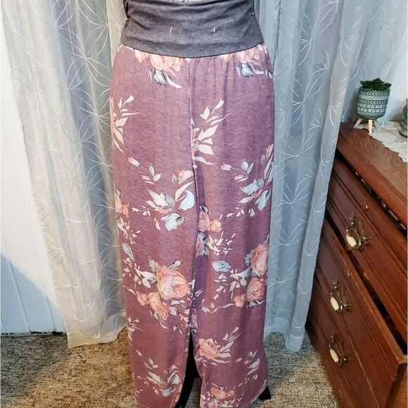 Hde mauve floral printed lounge pants sz med - Picture 1 of 3